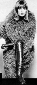 Thigh high boots sheepskin coat sixties