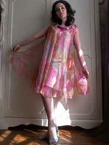 Floaty psychedelic dress tabbard Sixties like Pucci