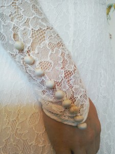 Vintage Thirties lace wedding dress buttons sleeve