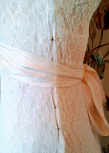 Vintage Thirties lace wedding dress popper side fastening