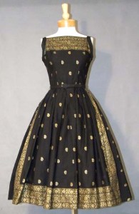 Fifties sari dress black gold