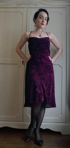 Nineties strappy bias velvet devore dress