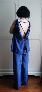 Twenties style 1920's blouse trousers scalloped collar tassle lace applique