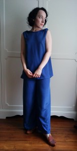 Twenties style 1920's blouse trousers scalloped collar tassle lace applique