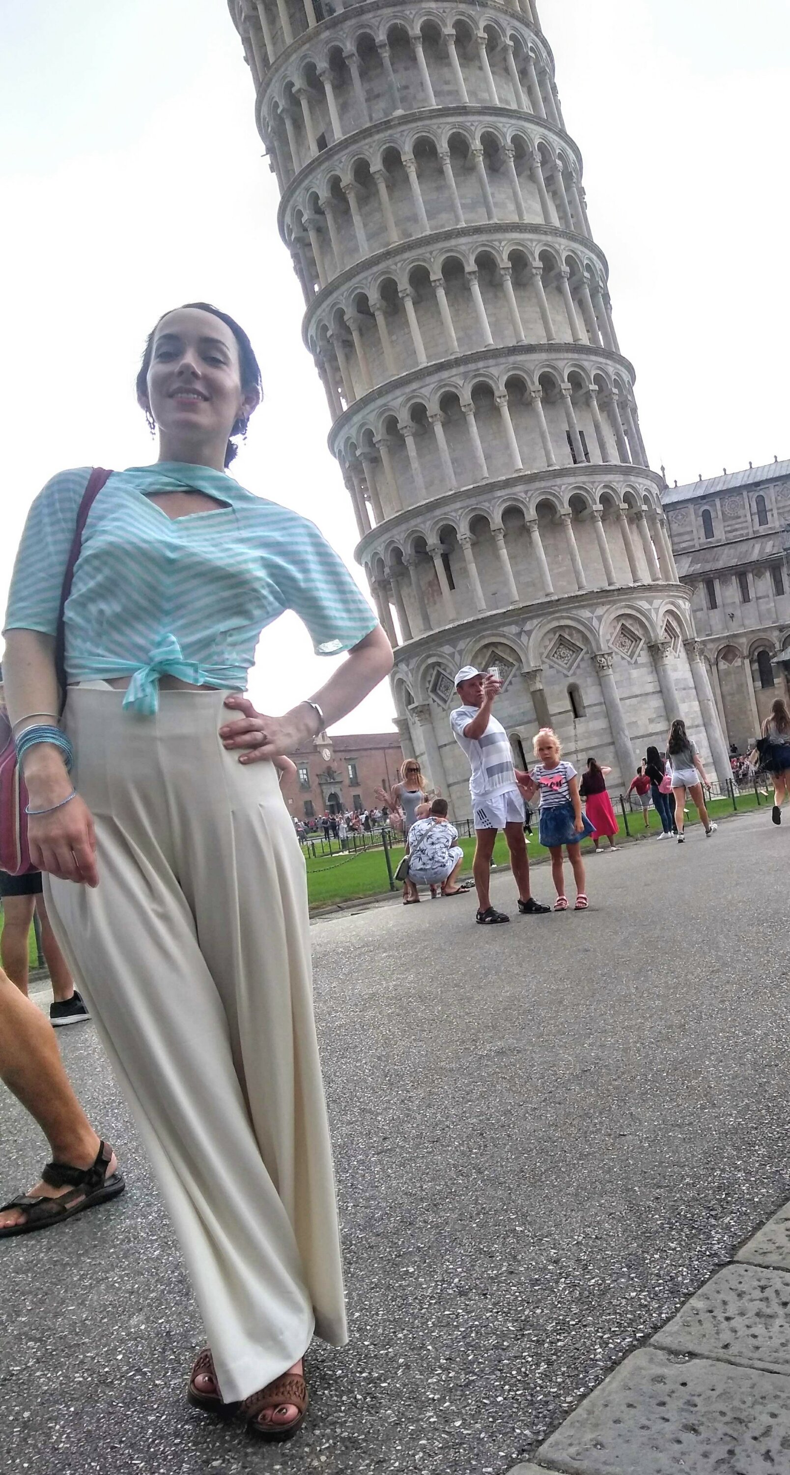 Leaning tower of Pisa cream Palazzo pants thirties repro striped blouse